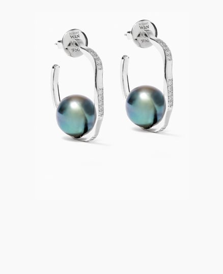 Pinctada Diamond Hoop Earrings in Gold
