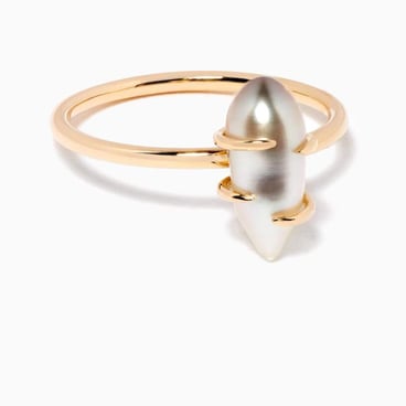 Keshi Tahitian Pearl Modern Gold Ring