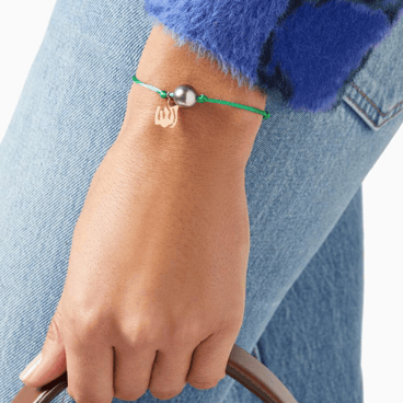 Tahitian Pearl Charm Gold Charm Green Bracelet