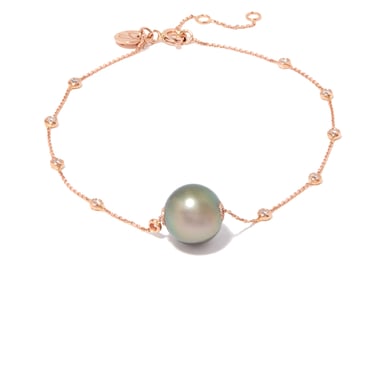 Tahitian Pearl Chain Bracelet with Diamonds