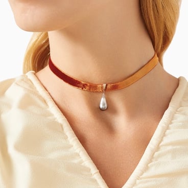 Vibrant Velvet Keshi Pearl Choker | Robert Wan Elegance