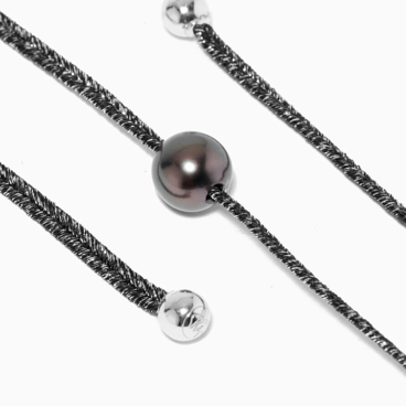 Delicate Tahitian Pearl Bracelet with Sterling Silver Tag and Long Strap