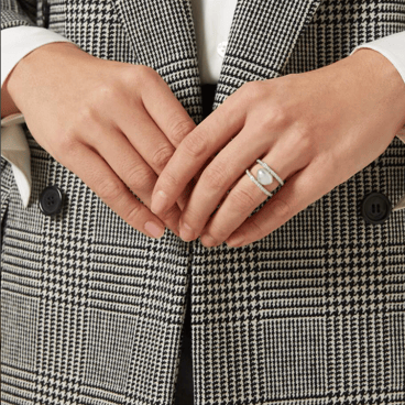 Keshi Pearl and Diamond Loop Statement Ring