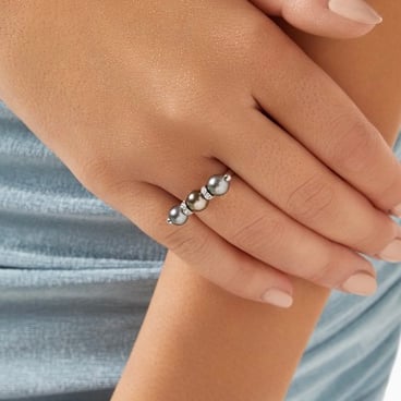 Tahitian Trio Pearl Diamond Accented Ring