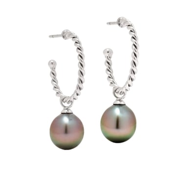 Sophisticated Twists Tahitian Pearl Hoop Earrings