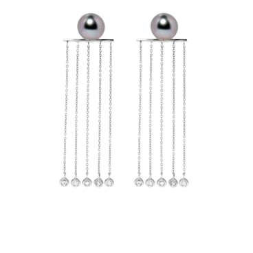 Zoja Pearl Earrings with Diamond Drops