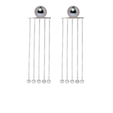 Zoja Elegance Tahitian Pearl Diamond Earrings
