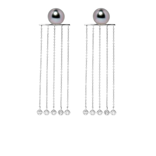 Zoja Elegance Tahitian Pearl Diamond Earrings
