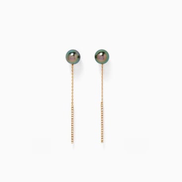 Tahitian Pearl Diamond Drop Earrings