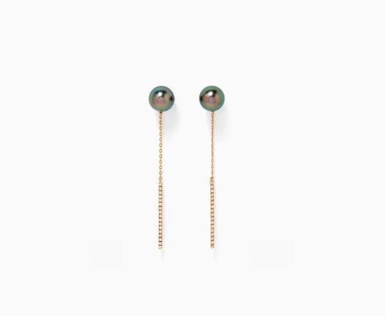 Tahitian Pearl Diamond Drop Earrings