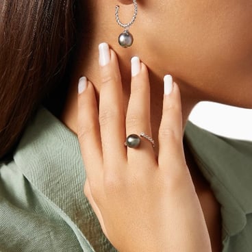 Sophisticated Twists Tahitian Pearl Hoop Earrings