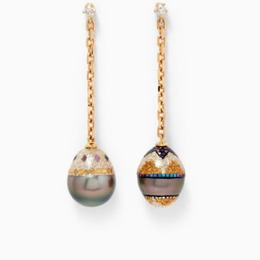 Hand-painted Pearl Pendant Drop Earrings