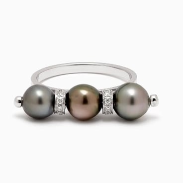 Tahitian Trio Pearl Diamond Accented Ring