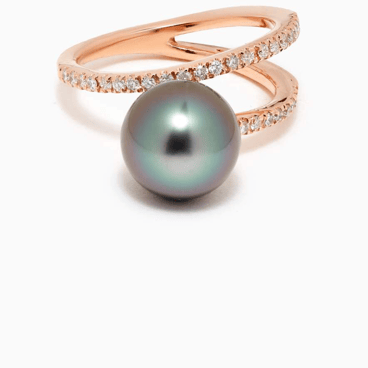 Pandora Tahitian Pearl and Diamond Rose Gold Ring