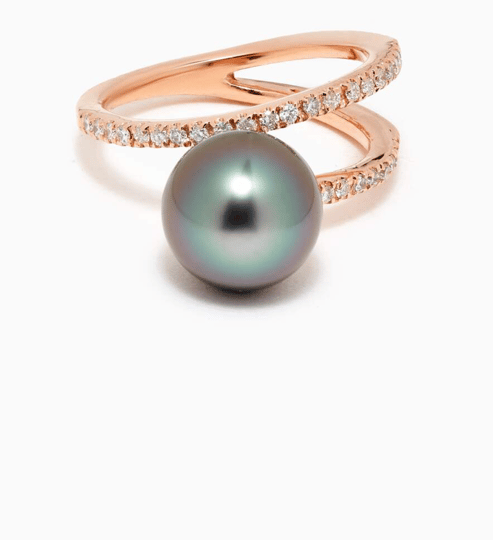 Pandora Tahitian Pearl and Diamond Rose Gold Ring