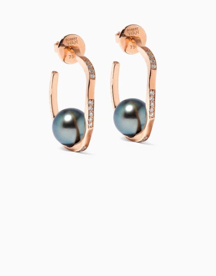 Pinctada Hoop Earrings with Diamonds