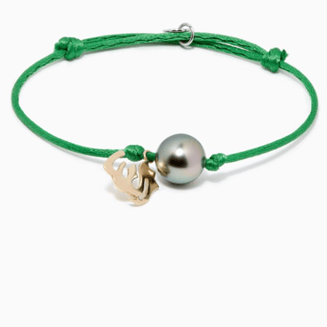 Tahitian Pearl Charm Gold Charm Green Bracelet