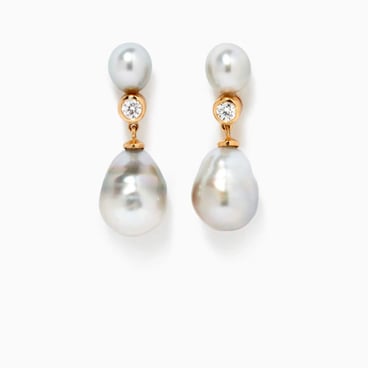 Baroque Pearl Earrings with Diamonds