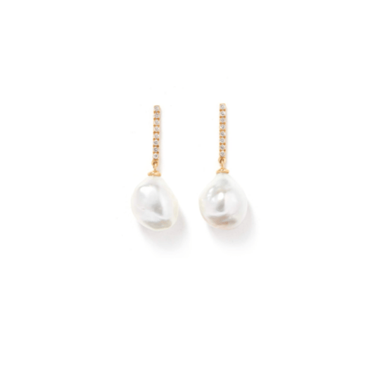 Drop Tahitian Pearl Earrings with Diamonds