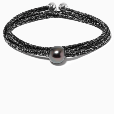 Delicate Tahitian Pearl Bracelet with Sterling Silver Tag and Long Strap