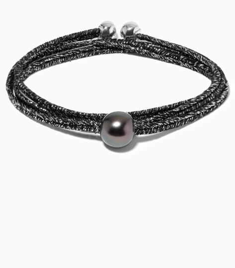 Delicate Tahitian Pearl Bracelet with Sterling Silver Tag and Long Strap