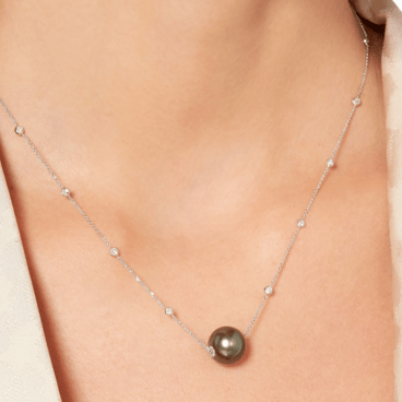 Tahitian Pearl and Diamond Chain Pendant Necklace