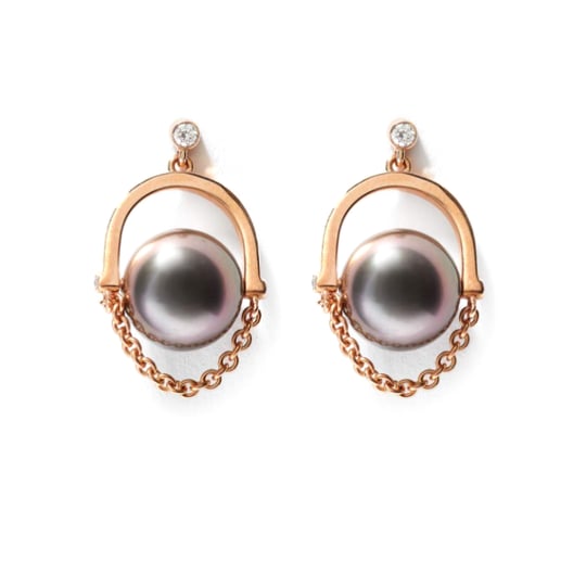 Entrelace 18k Gold Tahitian Pearl Earrings