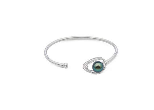 La Plume Bangle with Tahitian Pearls