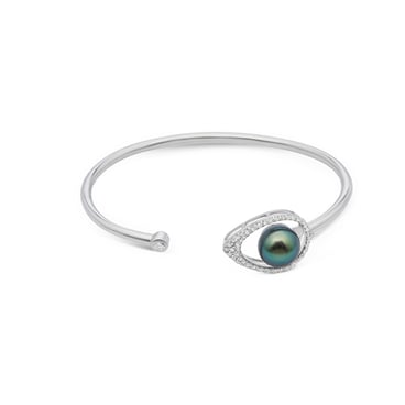 La Plume Bangle with Tahitian Pearls