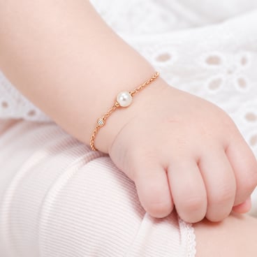 Baby's First Tahitian Pearl Bracelet - Cherished 18k Gold Elegance