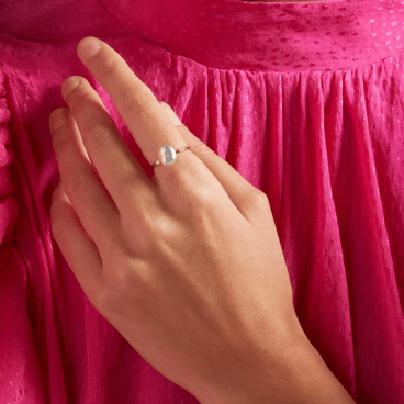 Keshi Pearl Diamond Rose Gold Ring