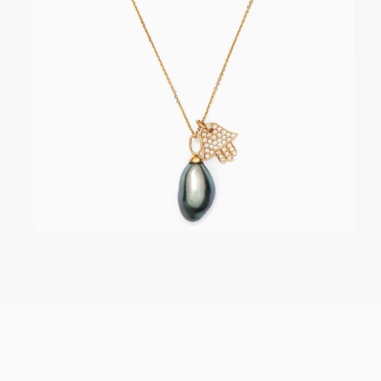 Hamsa Pearl Diamond Necklace