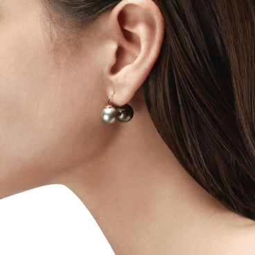 Cufflink Earrings with Tahitian Pearls