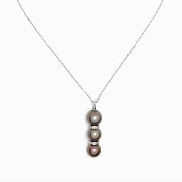 Vertical Tahitian Pearl Elegance Necklace with Diamond Accents