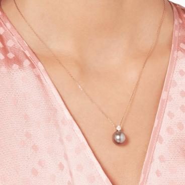 Tahitian Pearl & Diamond Pendant Necklace