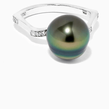 Pearl Diamond Contour Ring in Gold