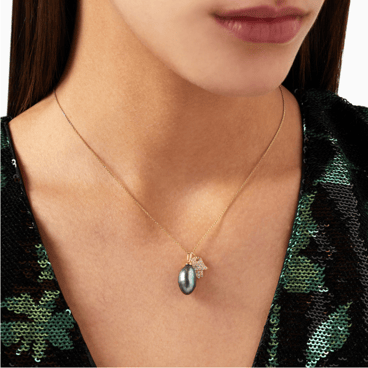 Hamsa Pearl Diamond Necklace