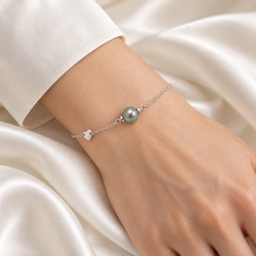 Heart & Tahitian Pearl Baby Bracelet