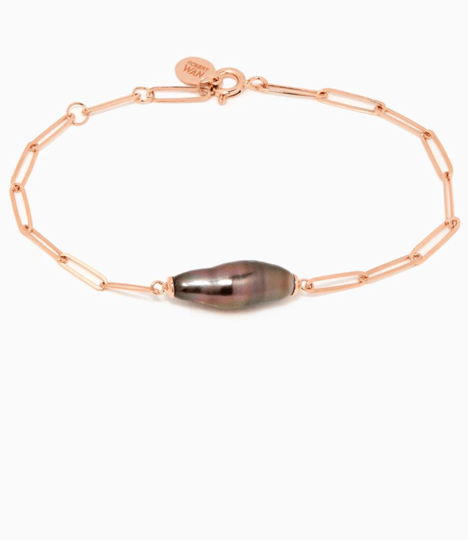 Adjustable 18kt Gold Pearl Link Bracelet