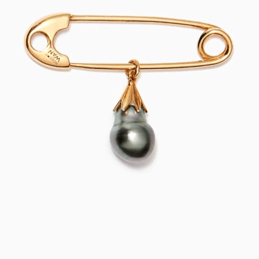 Tahitian Pearl Gold Safety Pin Charm