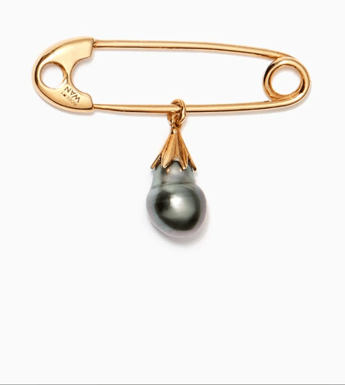Tahitian Pearl Gold Safety Pin Charm