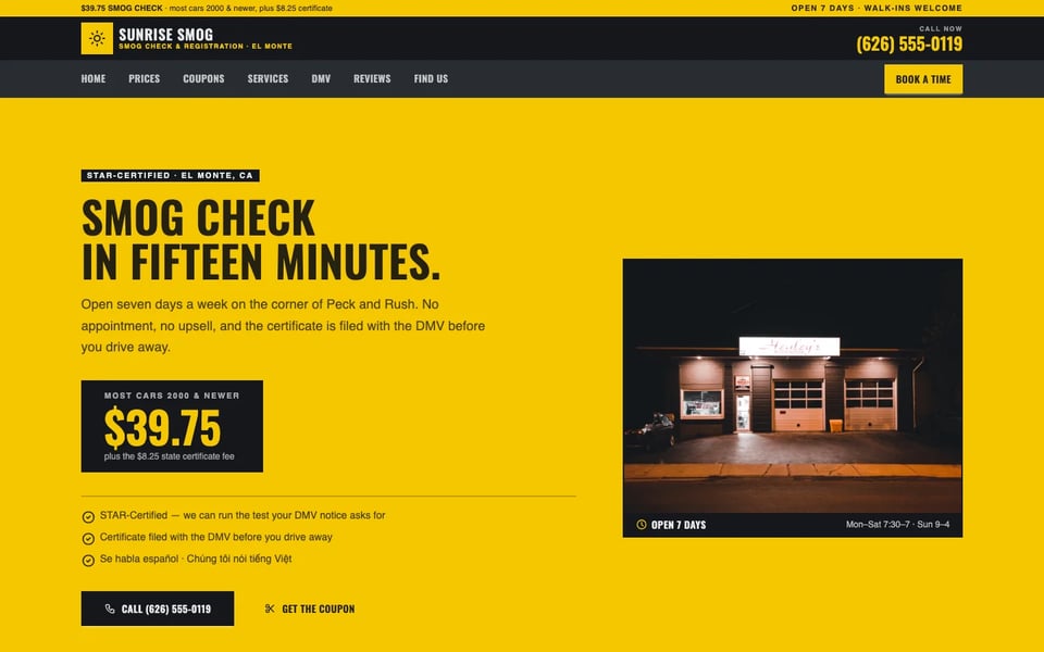 Value Press — $39.75 Smog Check, Open Seven Days