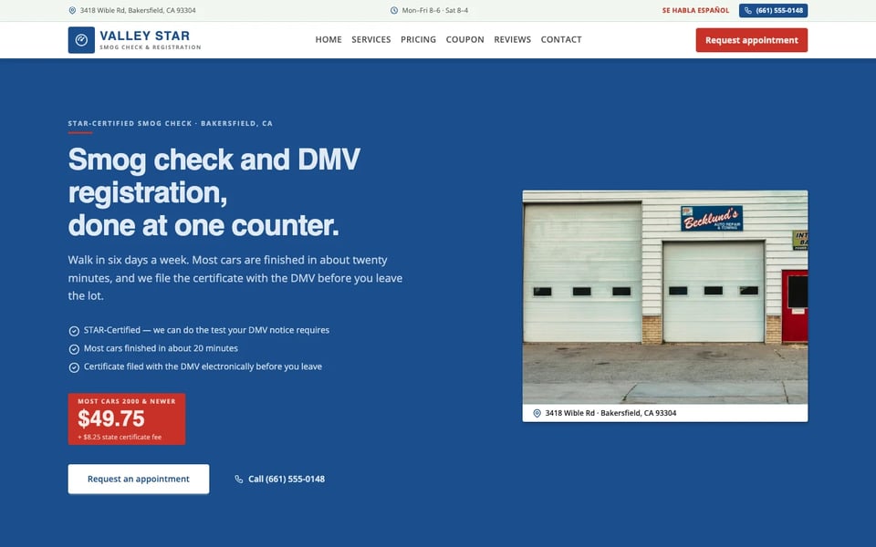 Blue Standard — STAR-Certified Smog Check & DMV Registration