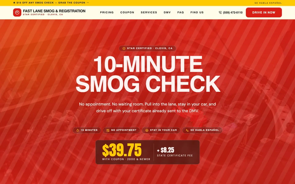 Fast Lane Smog — Drive-Thru