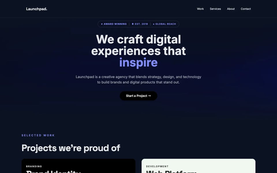 Agency — bold case cards