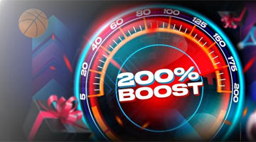 Visual de MegaPari destacando Mega Booster con hasta 200% de bono en apuestas exprés