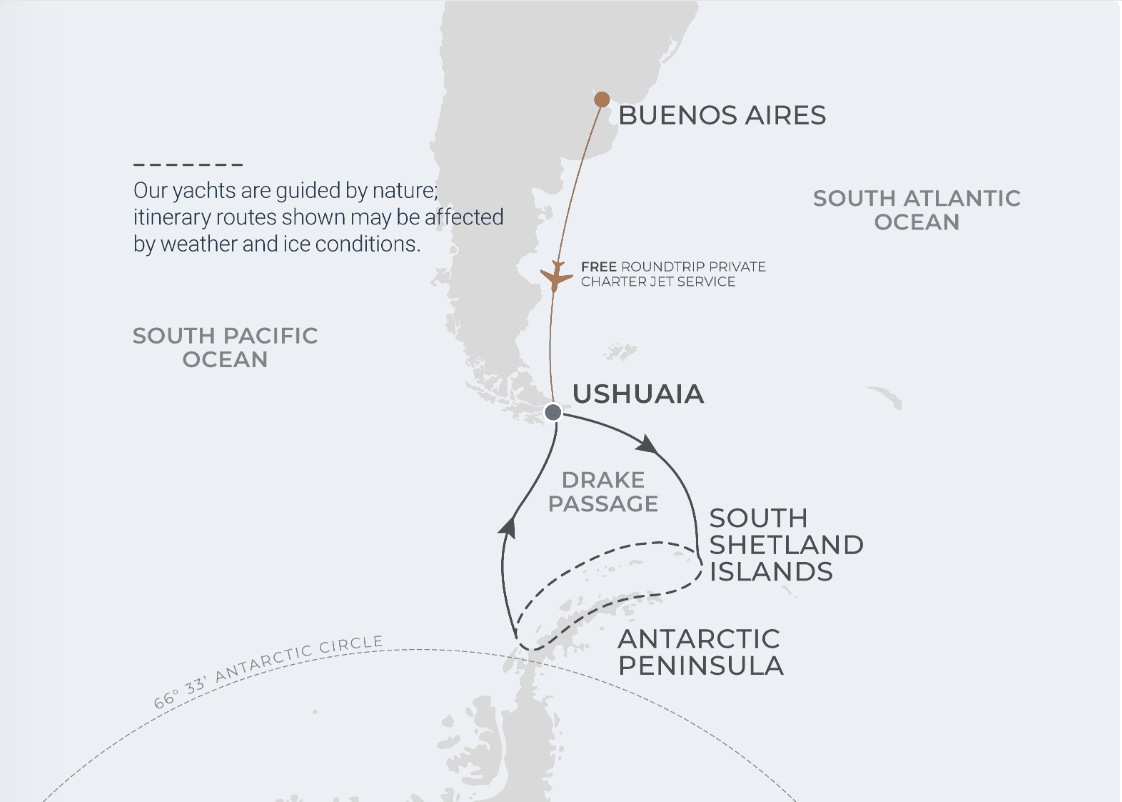 18-night ushuaia roundtrip Route