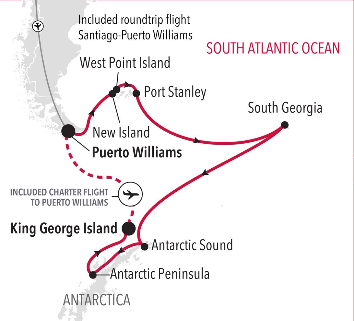 Puerto Williams to King George Island 15 Days Route