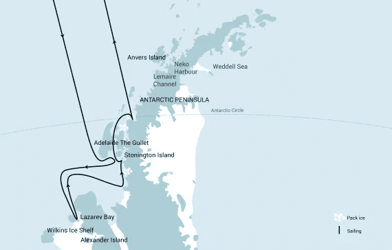 Antarctica Beyond the Polar Circle Wilkins Ice Shelf Aurora Australis Route