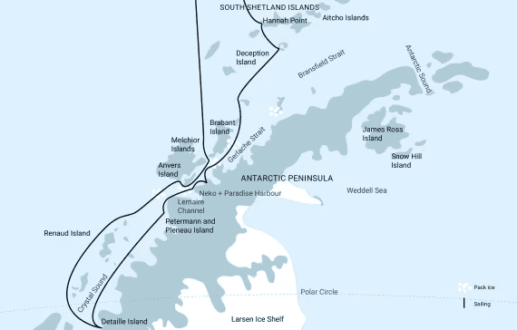 Antarctica Polar Circle Whale Watching Route